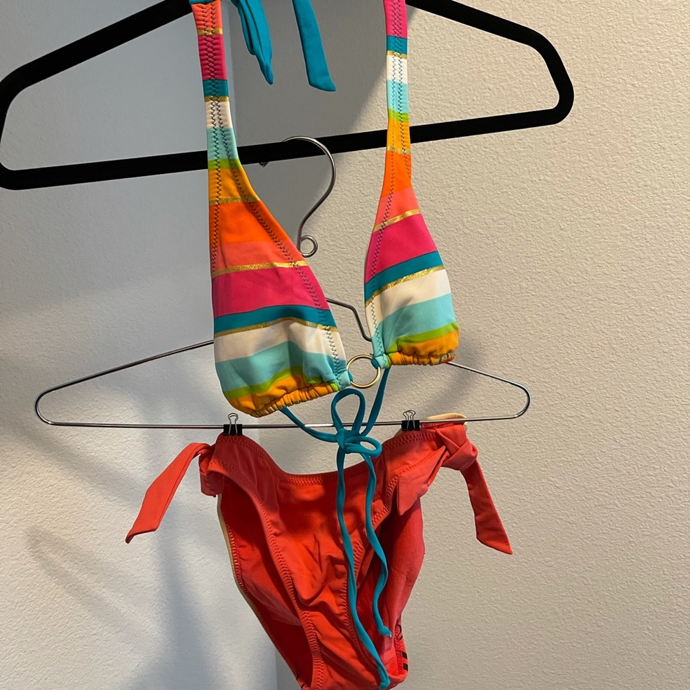 Aeropostale rainbow strips bikini